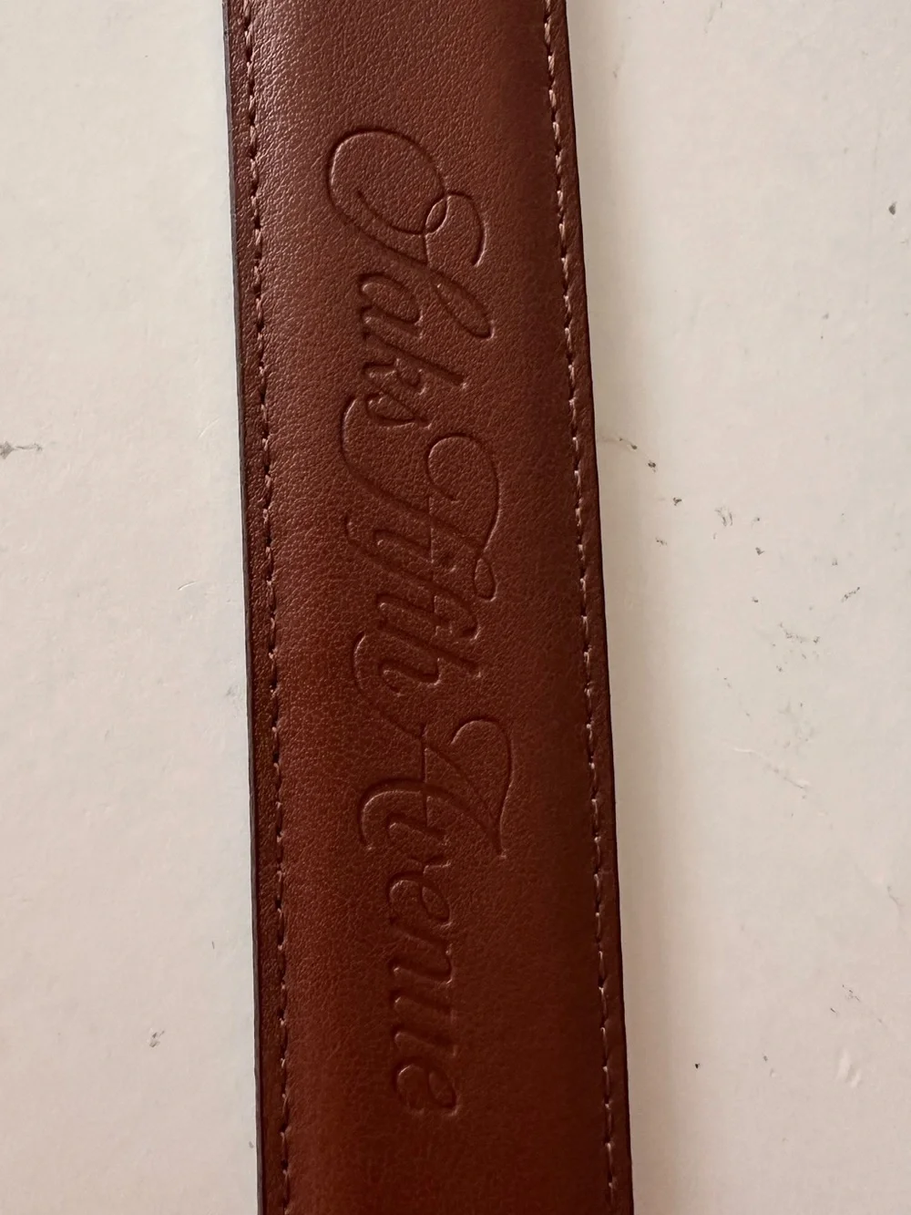 Saks Fifth Avenue Men's Brown Leather Belt - Size 42 - Made in USA